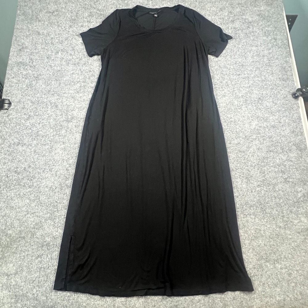 Lane Bryant T Shirt Dress Womens 14-16 Black Relaxed Side Slit Scoop Neck Party